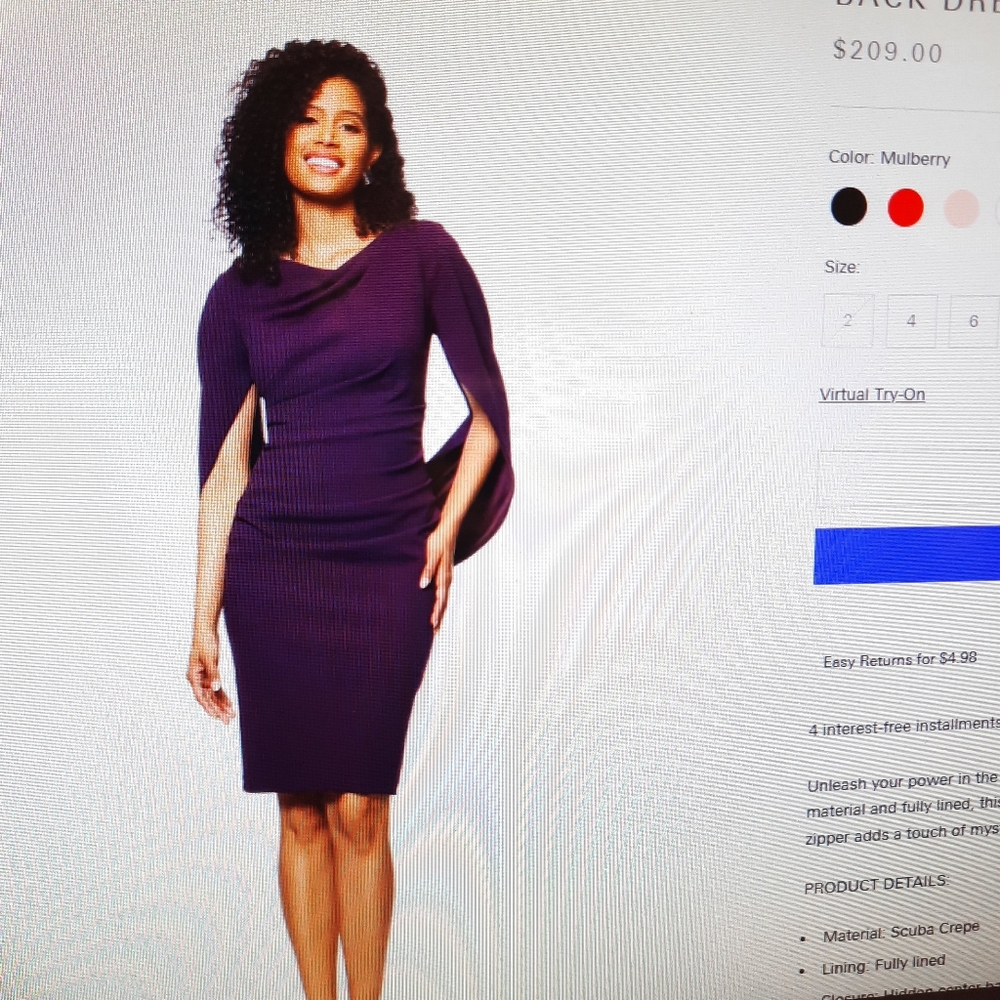 Betsy & Adam Mulberry Cape-Sleeve Sheath Dress